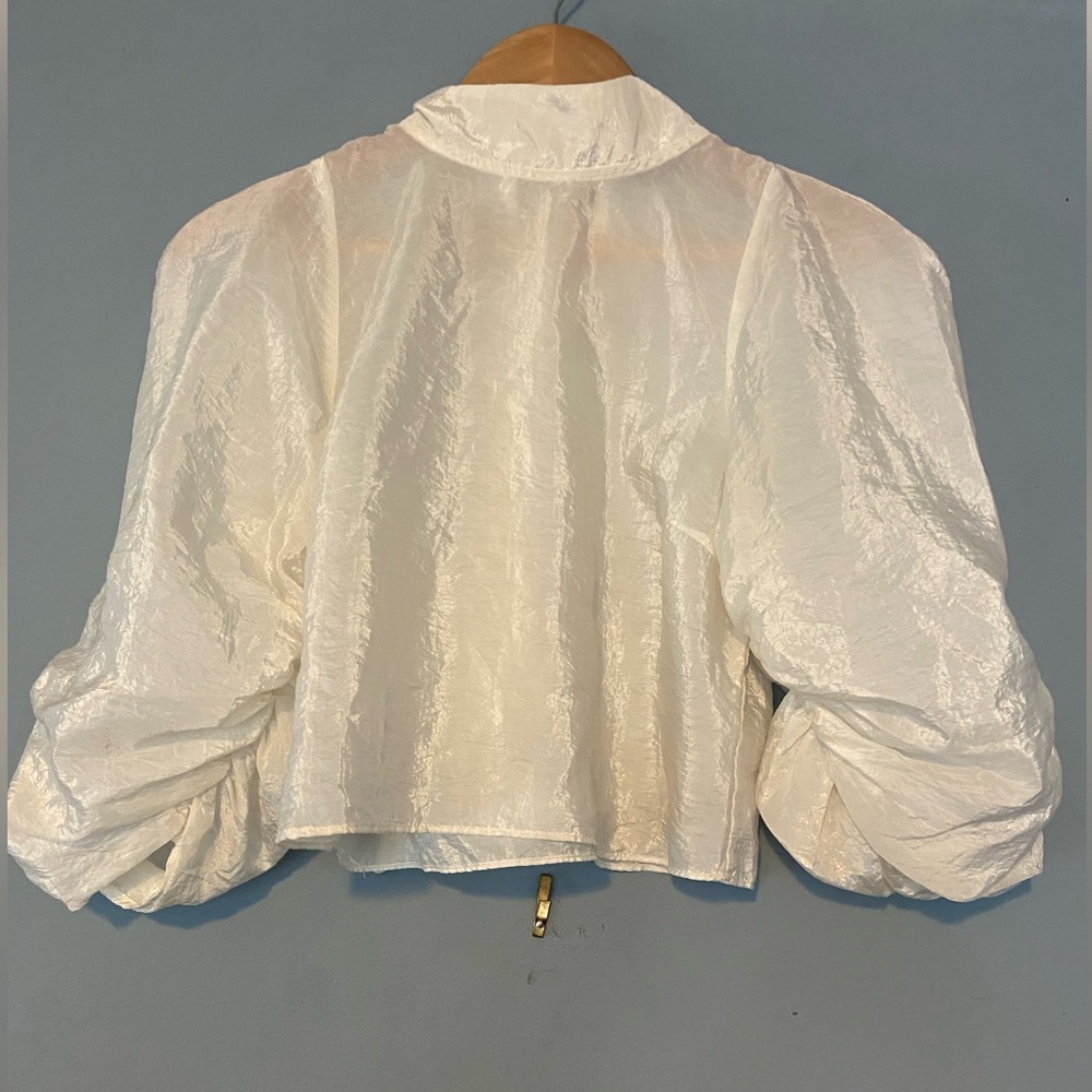 Zara white puff sleeve gauze top
